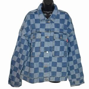 SIDEFEEL MULTICOLOR DENIM PATCHWORK JACKET RETRO BOHO STREETWEAR PLUS SIZE 2X